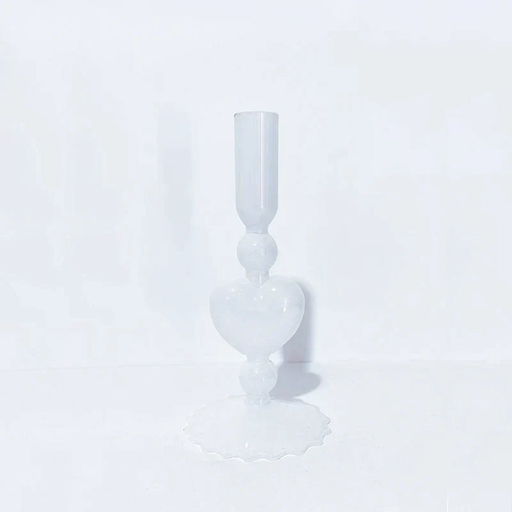 Retro Taper Candle Holder Czerwony Kształt Serca Szklany Świecznik Dekoracja Stołowa na Ślub Dom Party Wazon Szklany Dekoracja