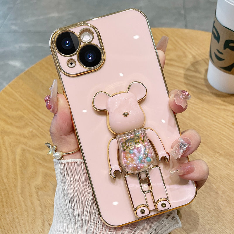 Etui na telefon 3D z lalką dla miłośników niedźwiedzi w kolorach