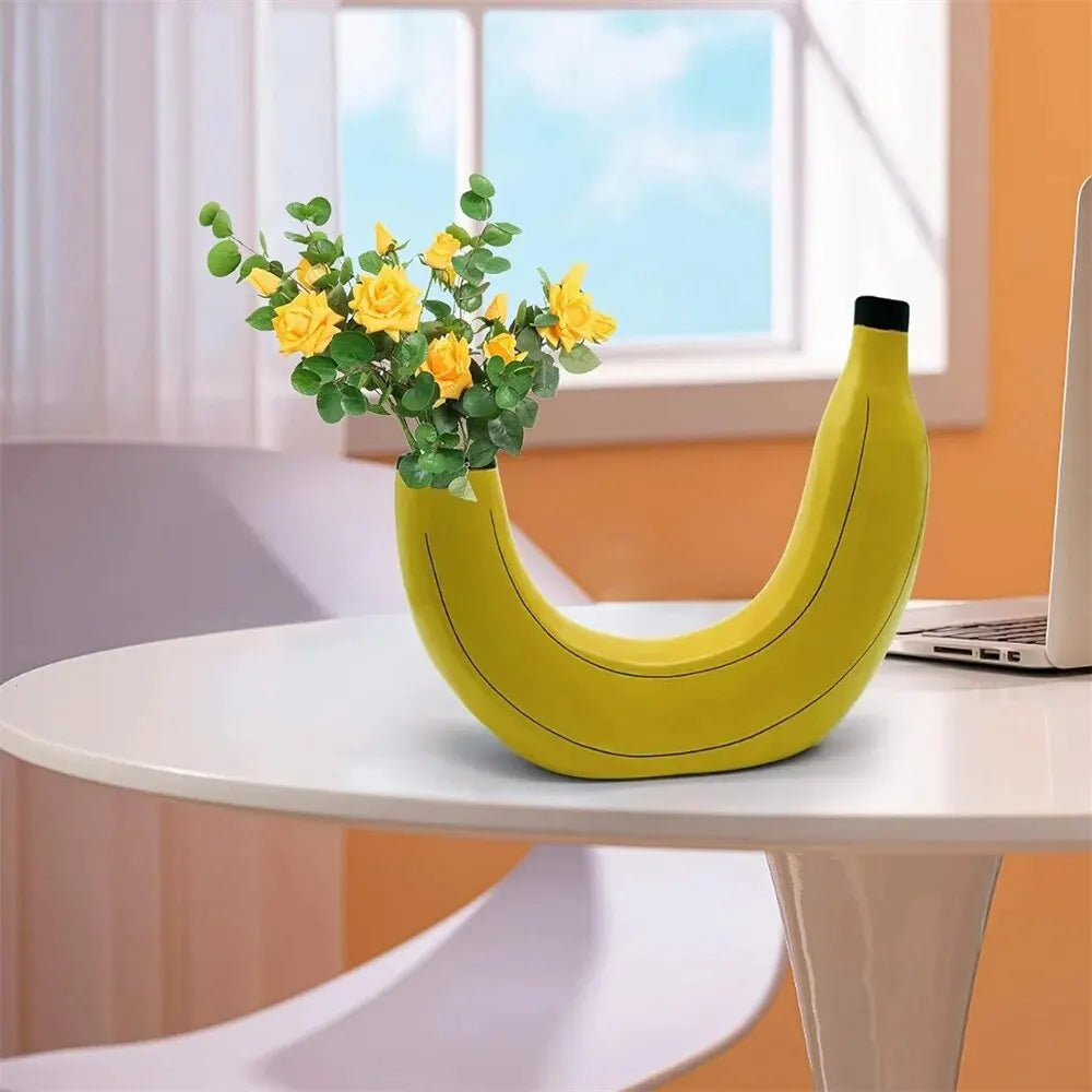 Wazon bananowy, wazon na kwiaty z żywicy, uroczy kształt banana, dekoracyjny wazon na stół do aranżacji kwiatowych, salon, sypialnia, dekoracja domu