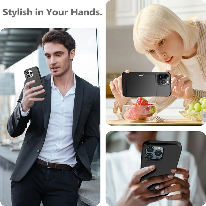 Etui LuxShield na iPhone z kieszonką na karty | Smukły design | Przechowywanie kart | Ochrona i styl