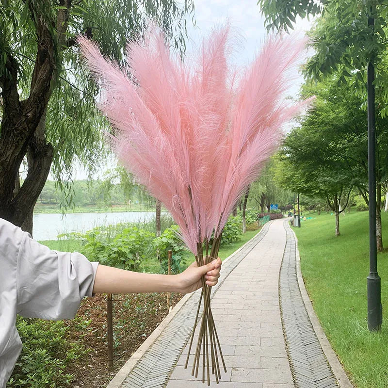 5 sztuk 100 cm Sztuczna Trawa Pampasowa Suszona Bukiet Kwiatów Dekoracja na Ślub Przyjęcie Dekoracja Domu DIY Sztuczne Rośliny Artykuły Dekoracyjne