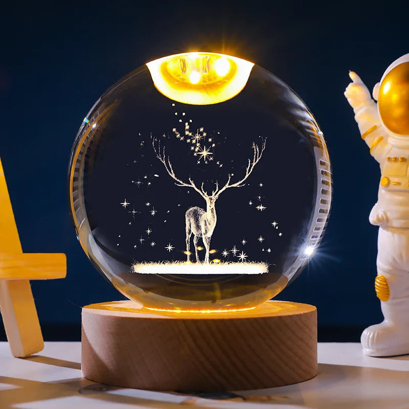 Astranova Galaxy Night Light | LED Kryształowa Kula z Wzorem Drogi Mlecznej | Ciepłe Białe Światło | Kreatywny Prezent dla Dzieci i Dorosłych