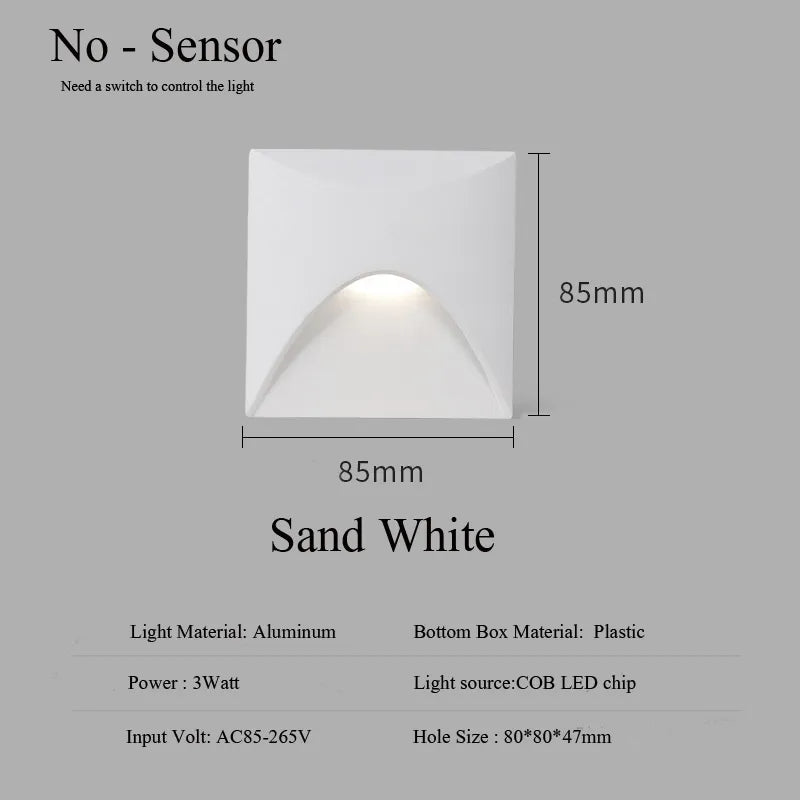 Nowoczesna wodoodporna lampa LED wpuszczana IP65 do oświetlenia zewnętrznego - 3W wbudowana lampa schodowa i balkonowa