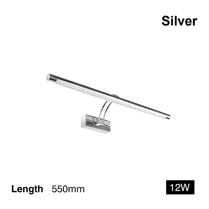 Lampa ścienna LED 80-100 cm - Nowoczesne czarno-srebrne oświetlenie ścienne do łazienki, wewnętrznie montowane światło do obrazów