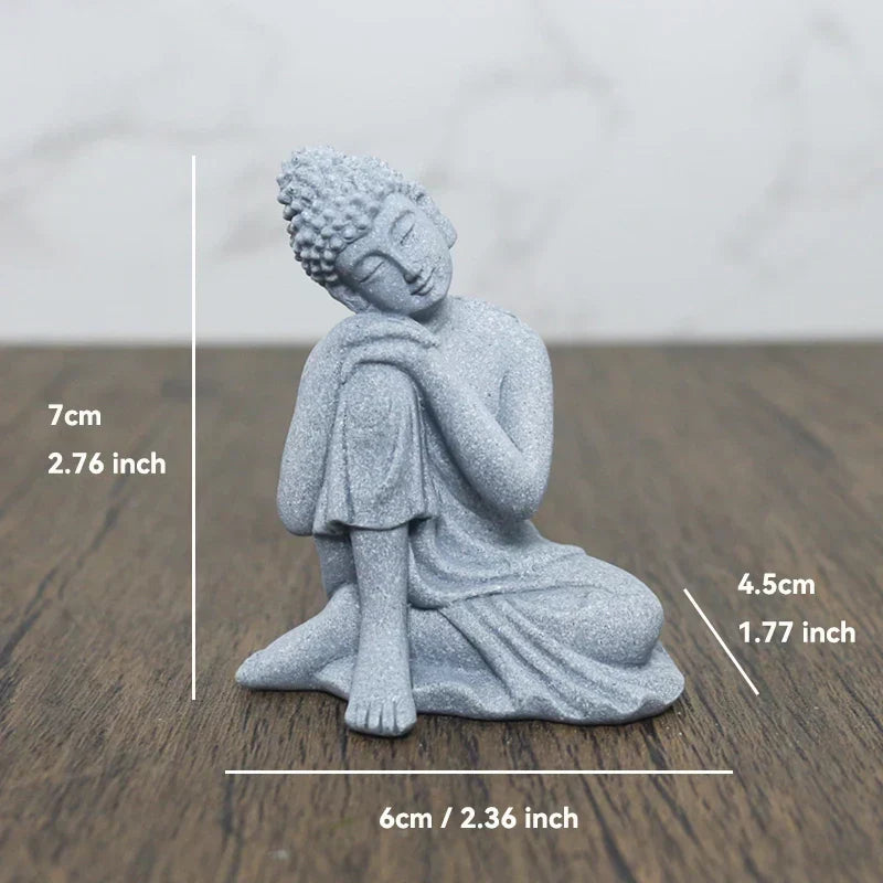 Mała figura Buddy z kamienia - buddyjscy mnisi, figury buddyzmu tybetańskiego, ornament do ogrodu zen, dekoracja do akwariów, medytacja w domu