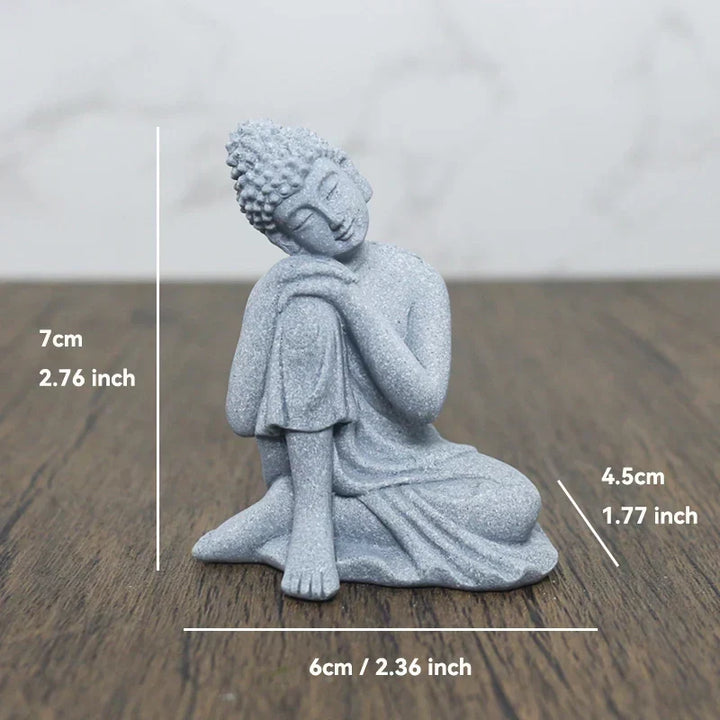 Mała figura Buddy z kamienia - buddyjscy mnisi, figury buddyzmu tybetańskiego, ornament do ogrodu zen, dekoracja do akwariów, medytacja w domu