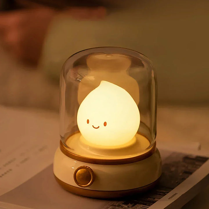 LumiFlame LED Nocna Lampa | Retro Design Olejowy | Ładowana przez USB | Ciepłe Światło Nastrojowe