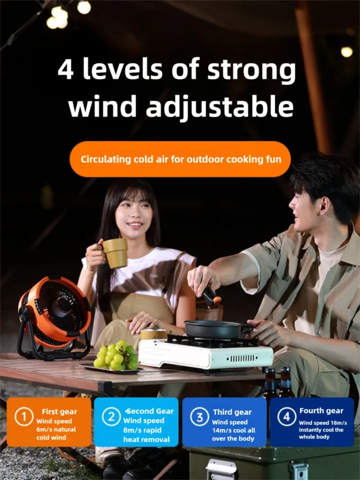 AEROLIA NightCool | Wentylator 4-w-1 i Lampa Nocna | Bateria 20000mAh | Możliwość Użycia w Wersji Wiszącej i Stojącej