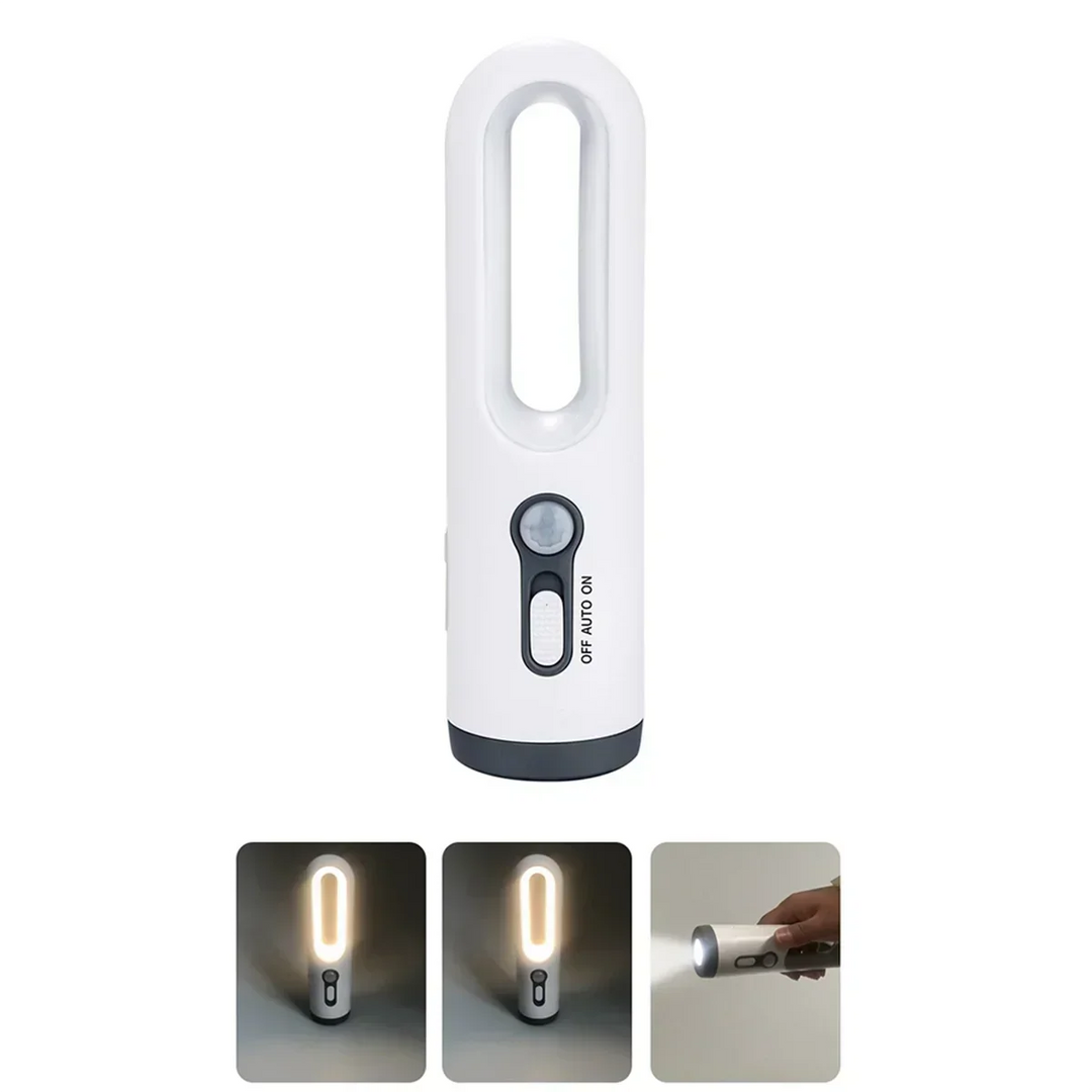 Lampka nocna LED z czujnikiem ruchu | 2 w 1 lampka nocna i latarka | Ładowalna i awaryjna lampka | Czujnik zmierzchu