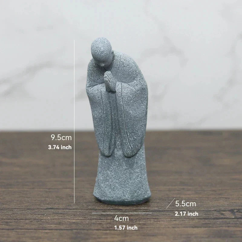 Mała figura Buddy z kamienia - buddyjscy mnisi, figury buddyzmu tybetańskiego, ornament do ogrodu zen, dekoracja do akwariów, medytacja w domu