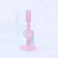 Retro Taper Candle Holder Czerwony Kształt Serca Szklany Świecznik Dekoracja Stołowa na Ślub Dom Party Wazon Szklany Dekoracja