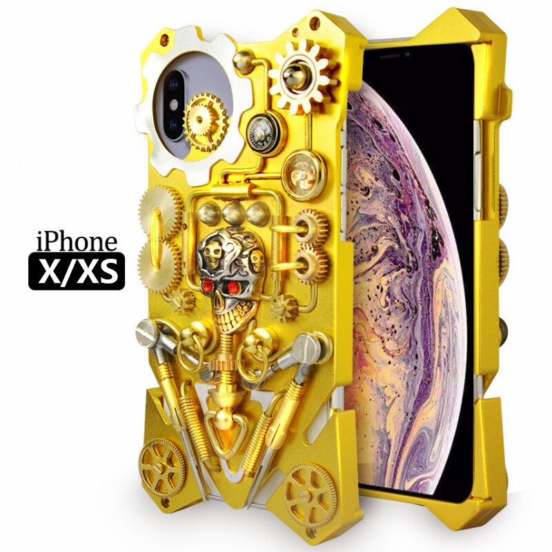 Mechaniczna Czaszka w Stylu Cyberpunk - Etui na iPhone