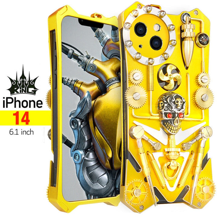 Mechaniczna Czaszka w Stylu Cyberpunk - Etui na iPhone
