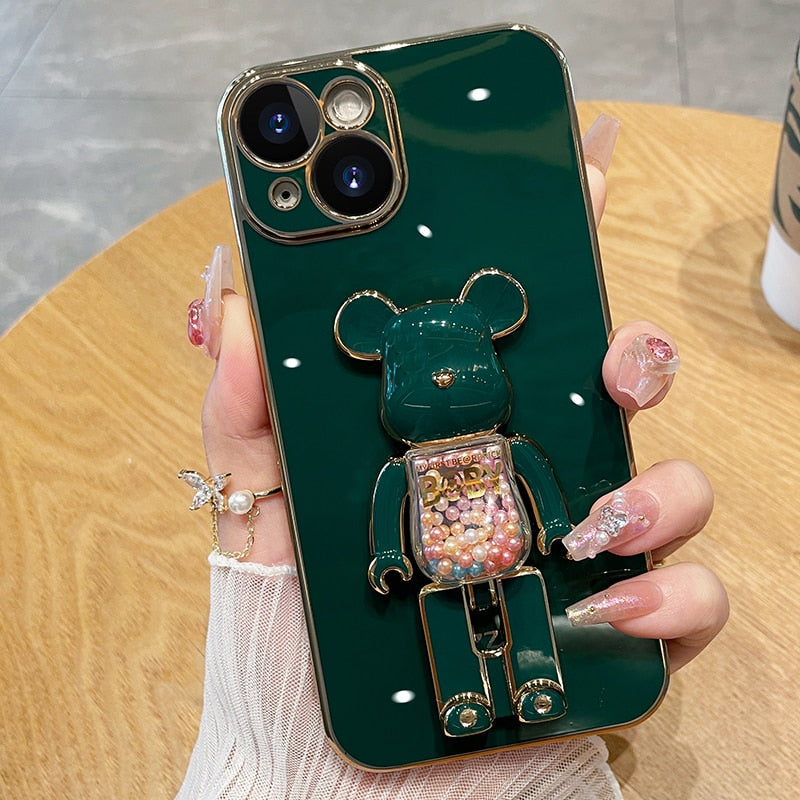 Etui na telefon 3D z lalką dla miłośników niedźwiedzi w kolorach