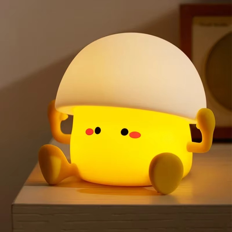 Urocza Lampa Nocna LED w Kształcie Grzyba z Żółtkiem Jaja