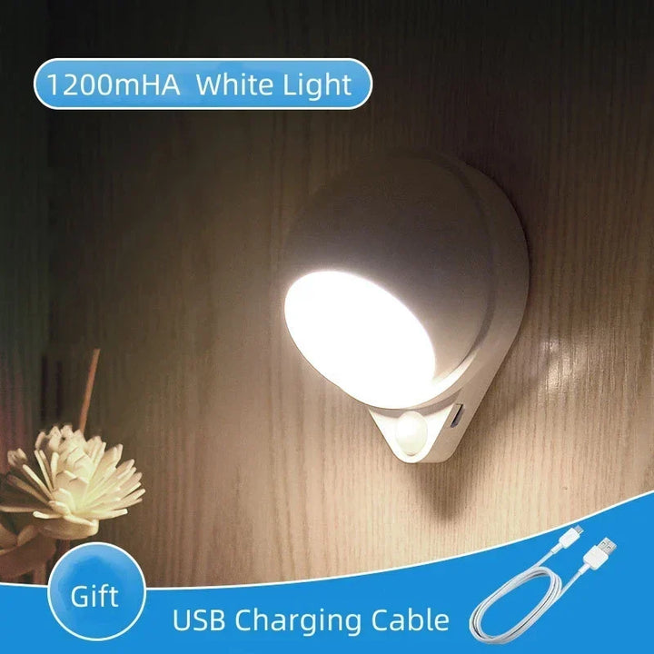 Inteligentna LED Lampa Nocna GlowMate 360 | Obrót 360° | Czujnik Ruchu | Ładowanie przez USB