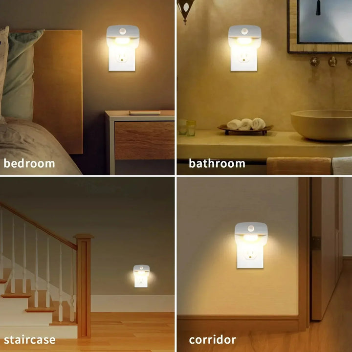 LumoSense LED Nocna Lampa | Z Czujnikiem Ruchu i Światła | Przyciemniana i Energooszczędna | Ciepła Biała i Zimna Biała