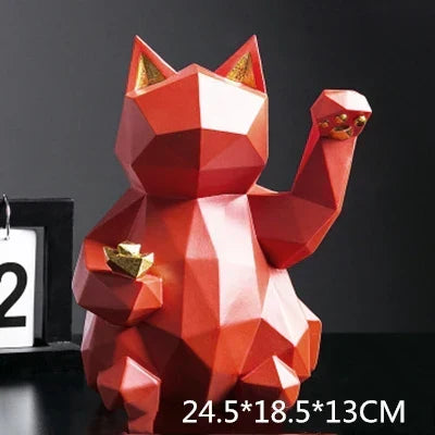 Geometryczny Kot Szczęścia w Stylu Nordyckim