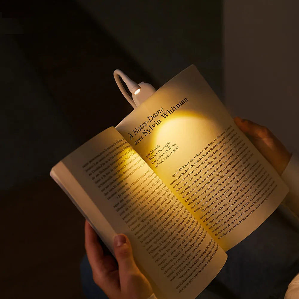 Mini Lampa Książkowa - Przenośna Lampa Nocna z Klipsem i Ładowaniem USB, Regulowana Jasność LED do Sypialni, Ochrona Oczu i Kempingu - Lampa Książkowa z Obrotowym Klipsem 360°