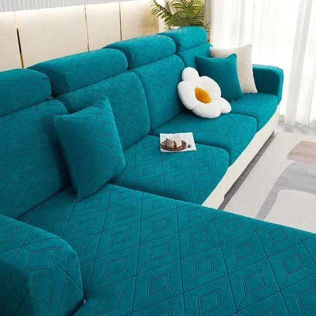 SlipBliss - Elegancka Pokrywa Sofy z Jacquardem, Antypoślizgowa