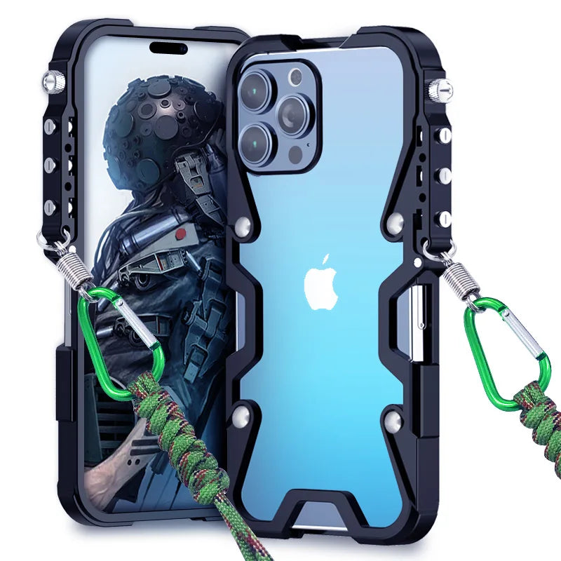 Taktyczna Obudowa iPhone z Odpornością na Wstrząsy i Aluminiową Ramą