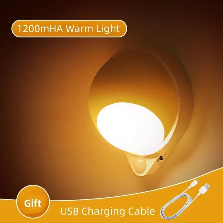 Inteligentna LED Lampa Nocna GlowMate 360 | Obrót 360° | Czujnik Ruchu | Ładowanie przez USB
