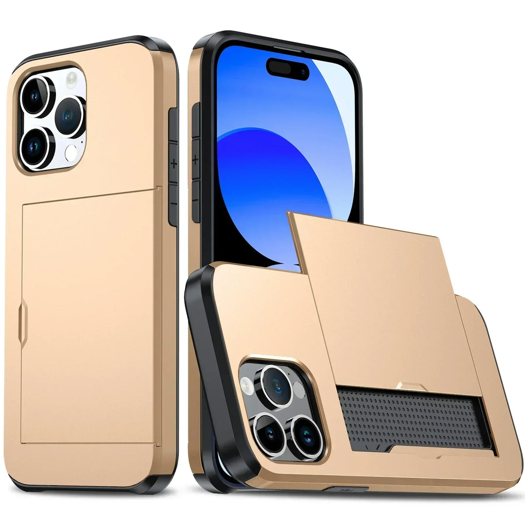 Etui LuxShield na iPhone z kieszonką na karty | Smukły design | Przechowywanie kart | Ochrona i styl