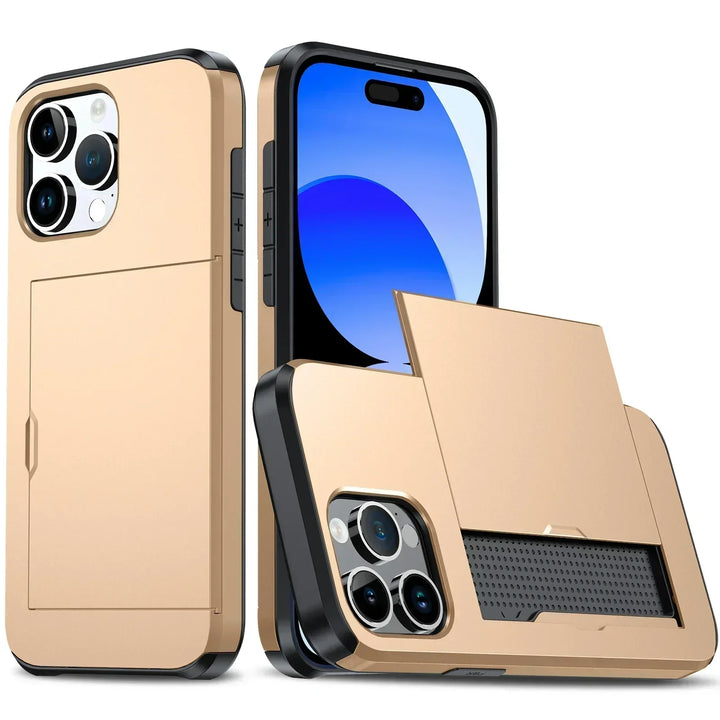 Etui LuxShield na iPhone z kieszonką na karty | Smukły design | Przechowywanie kart | Ochrona i styl