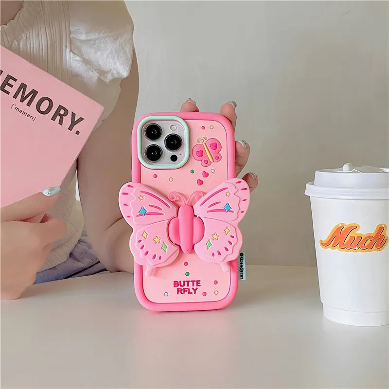 Urocza 3D Złożona Obudowa Motyla Ochronna do iPhone&