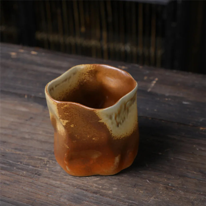 Nieregularny, skręcony kształt filiżanki 9.47 uncji/280 ml ceramiczna filiżanka do kawy i herbaty bez uchwytu polichromatyczne kreatywne ceramiczne kubki filiżanki retro