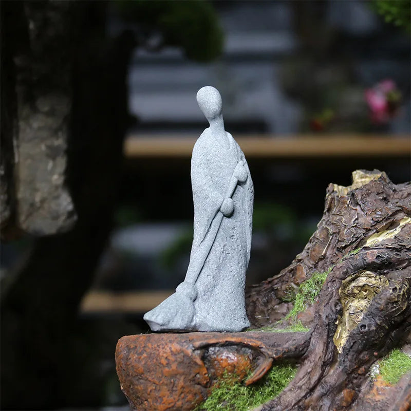 Mała figura Buddy z kamienia - buddyjscy mnisi, figury buddyzmu tybetańskiego, ornament do ogrodu zen, dekoracja do akwariów, medytacja w domu
