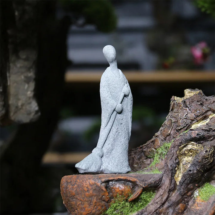 Mała figura Buddy z kamienia - buddyjscy mnisi, figury buddyzmu tybetańskiego, ornament do ogrodu zen, dekoracja do akwariów, medytacja w domu