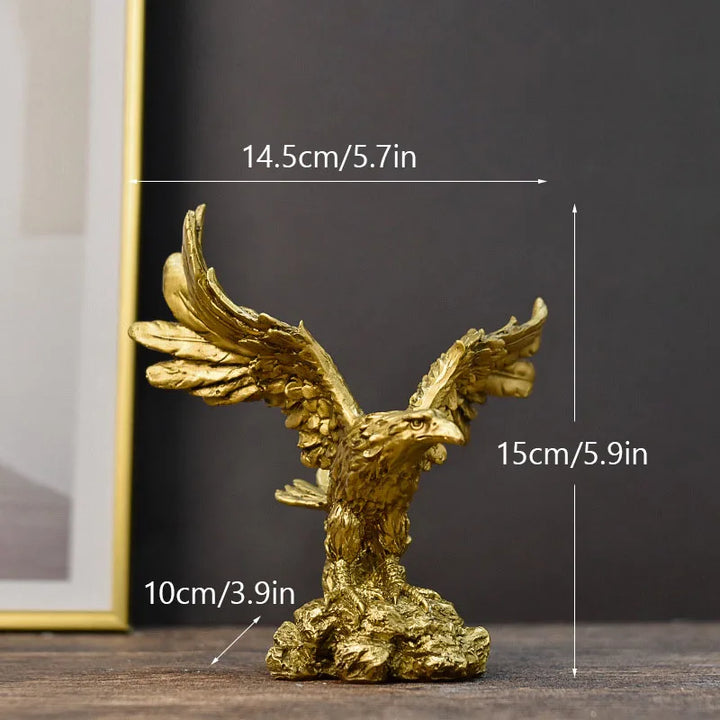Figurka Orła Złotego z Żywicy - Artystyczny Model Zwierzęcia do Domu lub Biura - Feng Shui Dekoracyjna Figura
