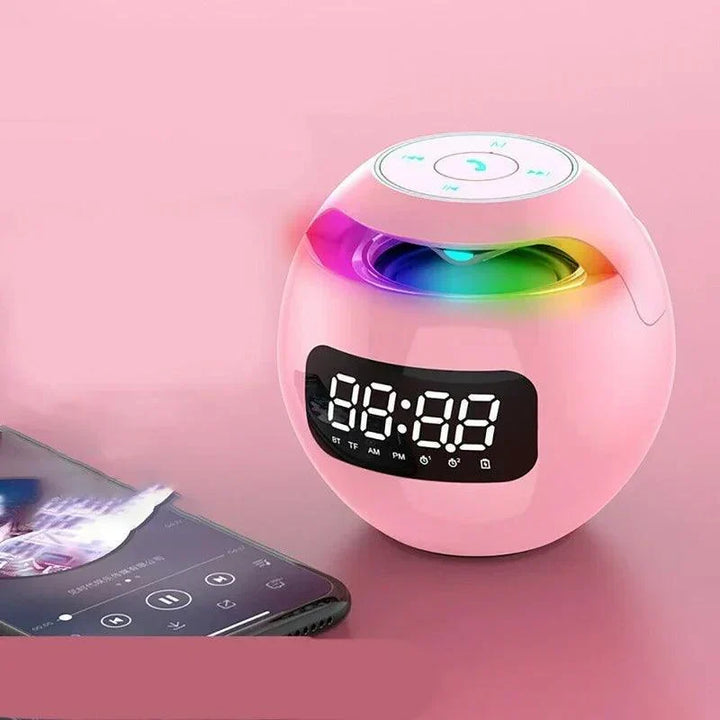 Zegar alarmowy z głośnikiem kulkowym | Bluetooth 5.0 | LED Nocna Lampa | Bateria 2200 mAh