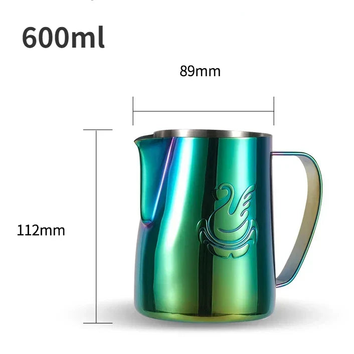 600ml stalowy dzbanek do kawy, spieniacz do mleka, kubek, urządzenie do robienia śmietany, narzędzie do latte art, elegancka łabędź