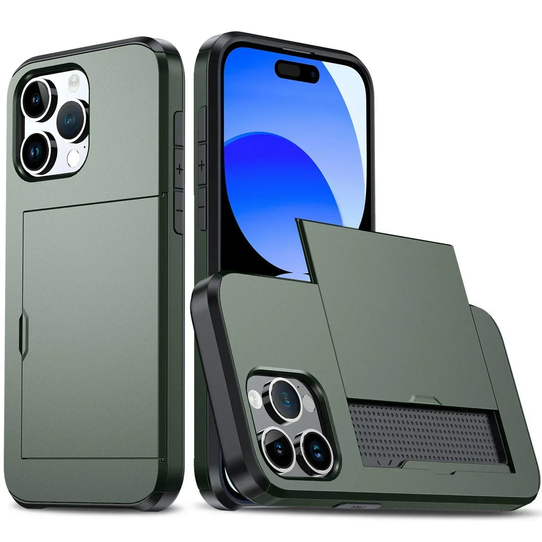 Etui LuxShield na iPhone z kieszonką na karty | Smukły design | Przechowywanie kart | Ochrona i styl