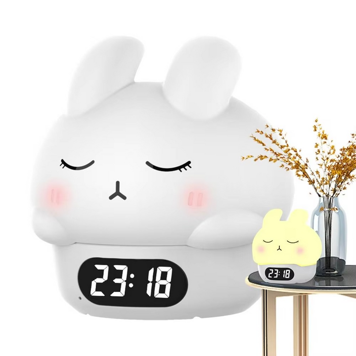 Bunny Cyfrowy Zegar Alarmowy z Trenerem Snu i Nocną Lampką
