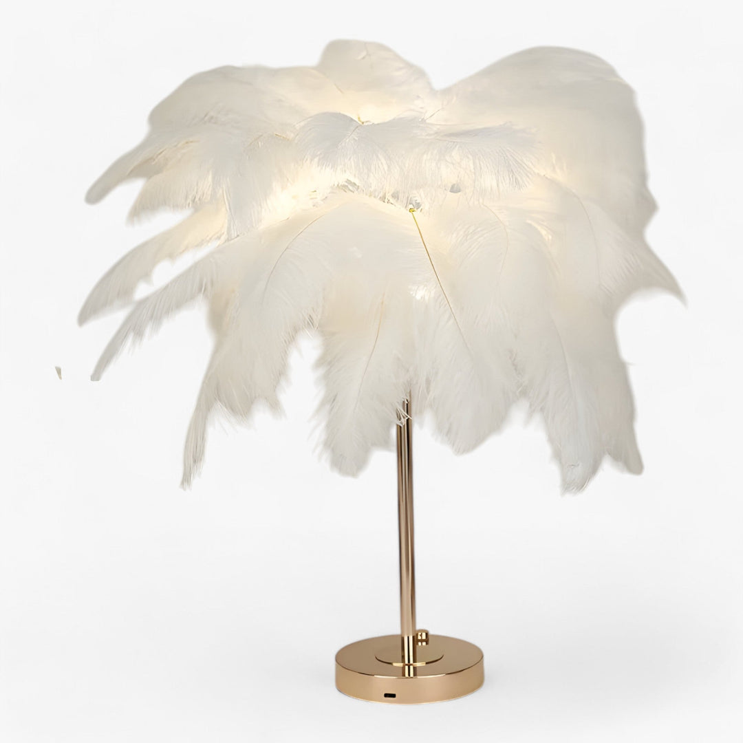 FeatherGlow | Lampa stołowa z dotykowym sterowaniem - LED z piórami do dekoracji wesel i wnętrz