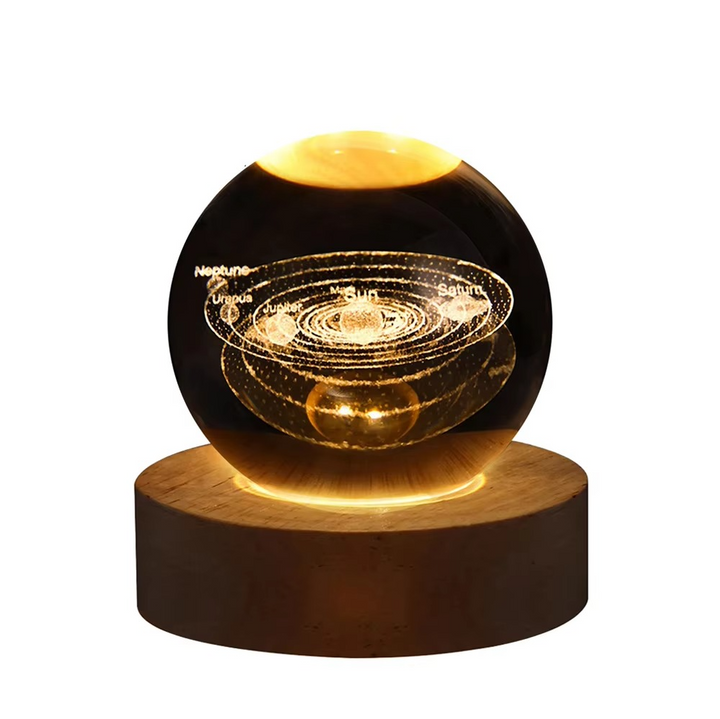 Lampa nocna w kształcie kryształowej kuli RGB o średnicy 2,36 cala z Drogą Mleczną i Księżycem - Dekoracja nocna inspirowana kosmosem