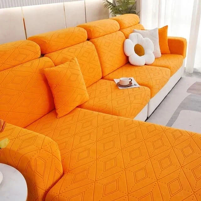 SlipBliss - Elegancka Pokrywa Sofy z Jacquardem, Antypoślizgowa