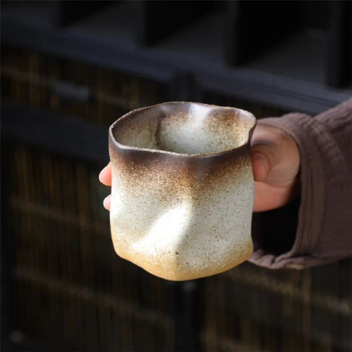 Nieregularny, skręcony kształt filiżanki 9.47 uncji/280 ml ceramiczna filiżanka do kawy i herbaty bez uchwytu polichromatyczne kreatywne ceramiczne kubki filiżanki retro