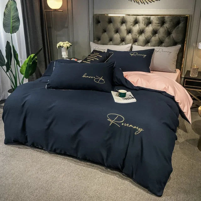 EmbroiLux Pościel - Elegancka luksusowa poszwa na kołdrę z haftem