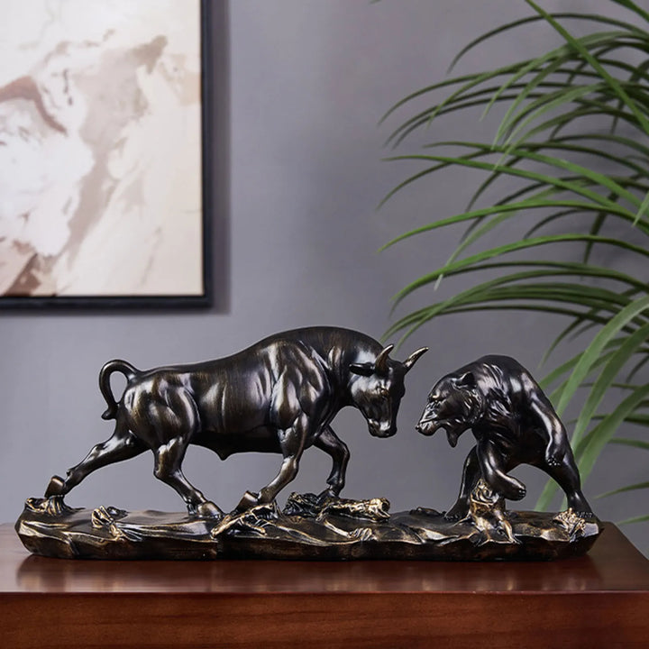 Figurka Feng Shui Niedźwiedzia i Byka, Figura Byka, Kolekcja Rzeźb Zwierząt Krowy