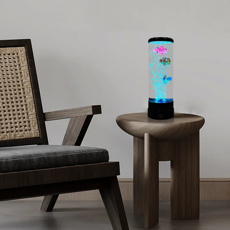 Symulowana kolorowa lampa LED duża ryba bąbelkowa światło akwarium USB nocna lampa do domu biurka sypialni salonu