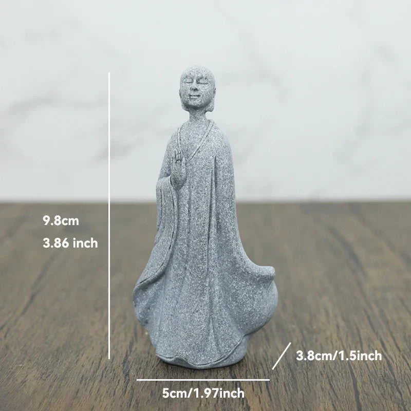 Mała figura Buddy z kamienia - buddyjscy mnisi, figury buddyzmu tybetańskiego, ornament do ogrodu zen, dekoracja do akwariów, medytacja w domu