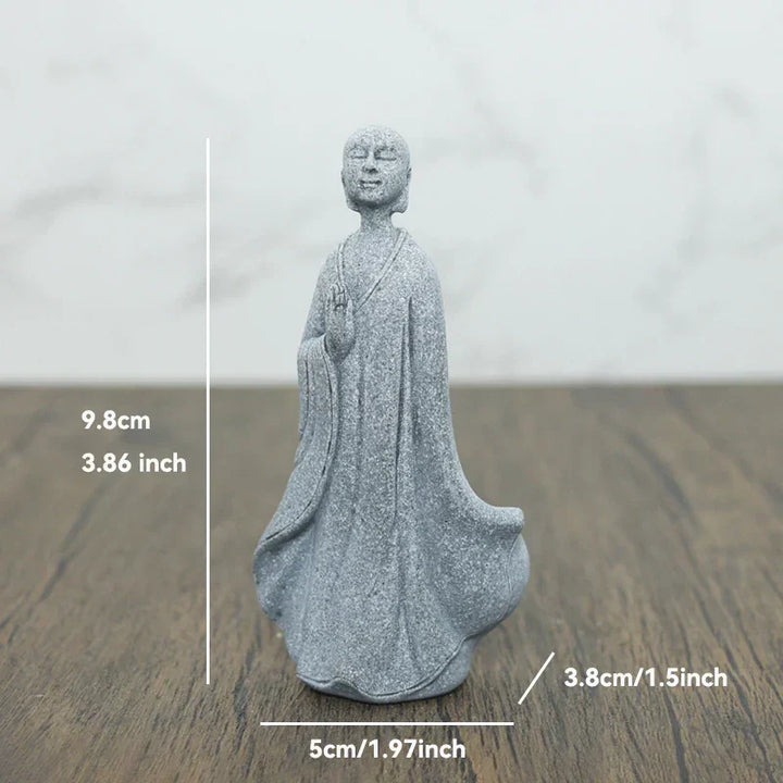 Mała figura Buddy z kamienia - buddyjscy mnisi, figury buddyzmu tybetańskiego, ornament do ogrodu zen, dekoracja do akwariów, medytacja w domu