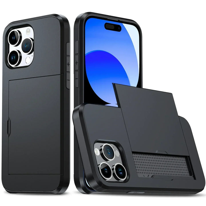 Etui LuxShield na iPhone z kieszonką na karty | Smukły design | Przechowywanie kart | Ochrona i styl