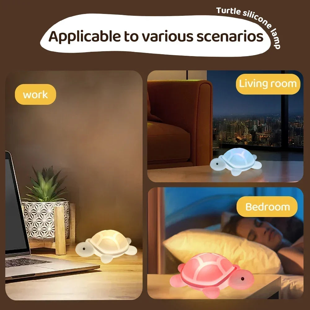 ShellGlow LED Nocna Lampa | Urocza Żółwica | Miękki Silikon | Zmiana Koloru i Ciepłe Światło | Ładowanie USB-C | 10.2 × 15.8 × 6.1 cm