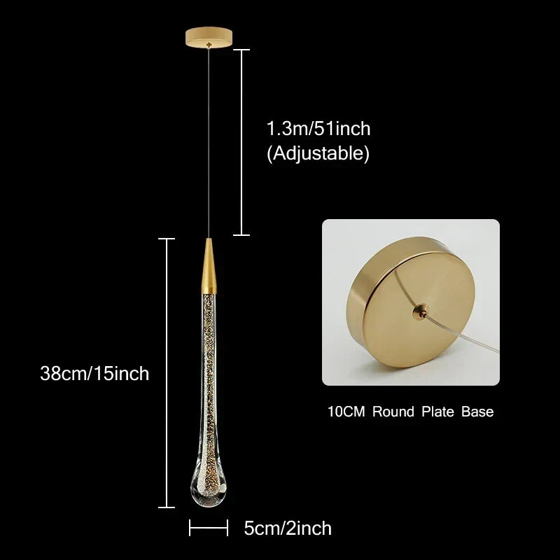 Kryształowe Wiszące Lampy LED: Idealne do Sypialni, Jadalni, Barów - Żyrandol w Kształcie Kropli Wody, Lampa Schodowa do Dekoracji Wnętrz