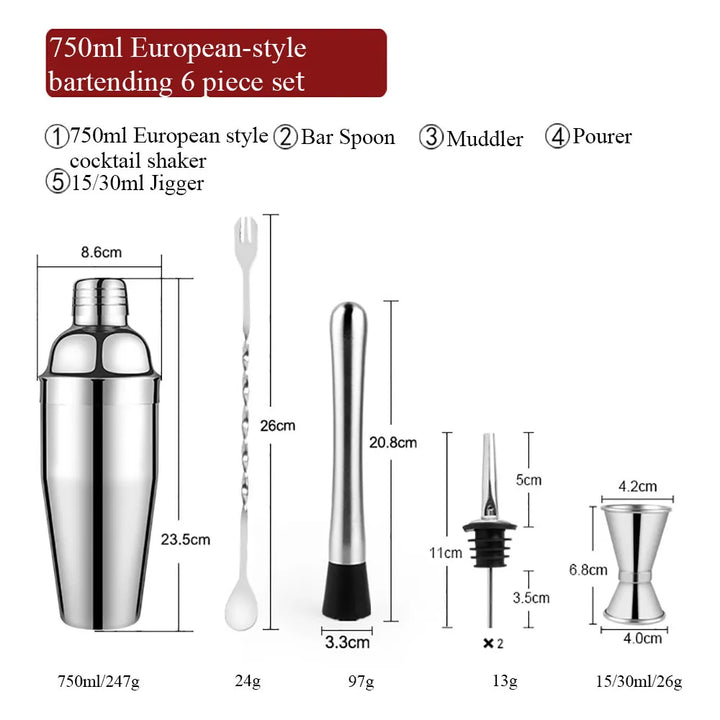 550 ml/750 ml Stal nierdzewna Shaker do koktajli Zestaw narzędzi barmana Zestaw barowy z wieszakiem na wino Narzędzie na prezent urodzinowy